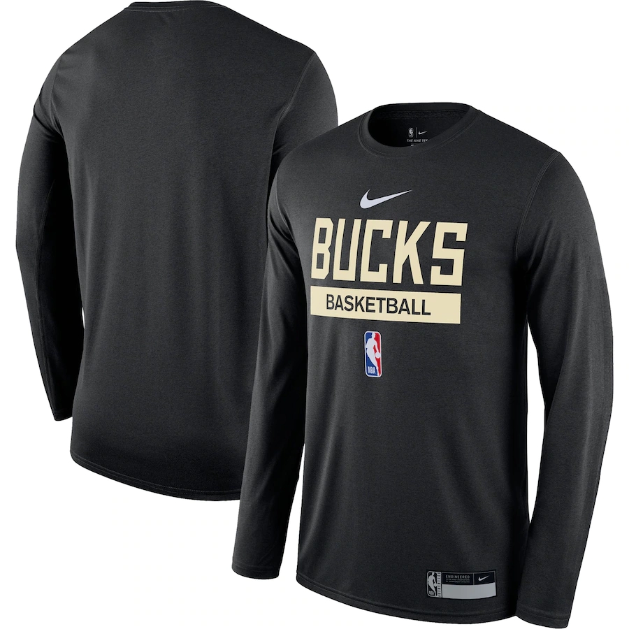 Men's Milwaukee Bucks Black 2022/23 Legend On-Court Practice Performance Long Sleeve T-Shirt Men's Milwaukee Bucks Black 2022/23 Legend On-Court Practice Performance Long Sleeve T-Shirt